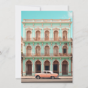 Mint Byggande Peach Car Havana Kuba Inbjudningar