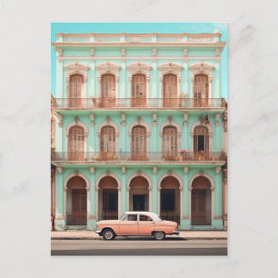 Mint Byggande Peach Car Havana Kuba Vykort