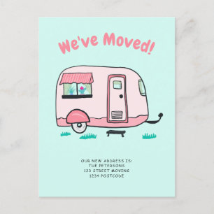 Mint camper van illustration av flytta meddelande vykort