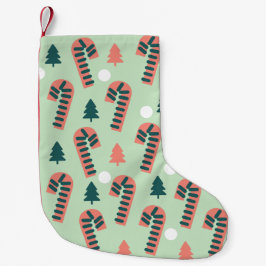 Mint Candy cane Mönster Liten Julstrumpa