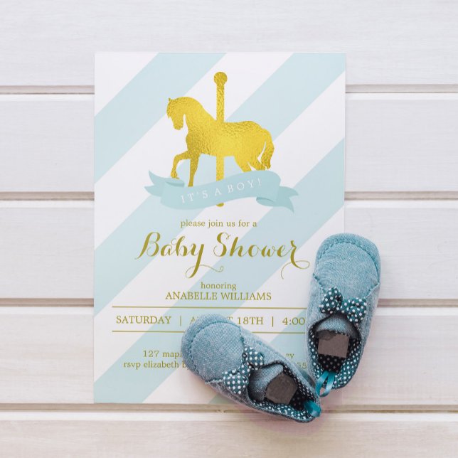 Mint Carousel Horse Baby Shower Inbjudningar (Skapare uppladdad)