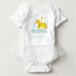 Mint Carousel Horse Birthday Girl T Shirt