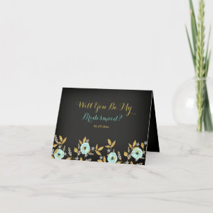Mint Chalkboard kommer du att bli mitt Bridesmaid- Inbjudan