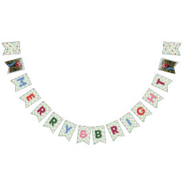 Mint Checkerboard Merry & Bright Bunting Banner Vimplar