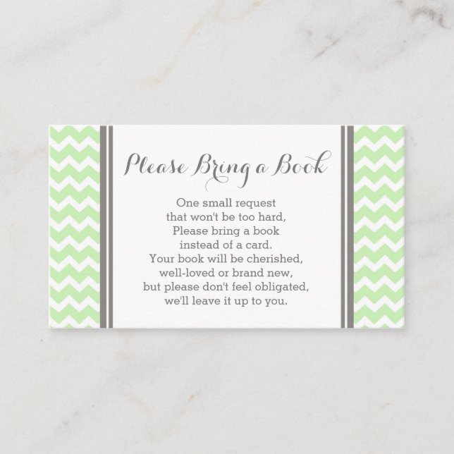 Mint Chevron Baby Shower Bok-begärandekort för Tilläggskort (Framsida)