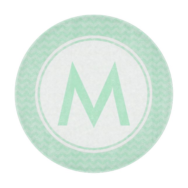 Mint Chevron Monogram Glasskärl 12 tum (Framsidan)