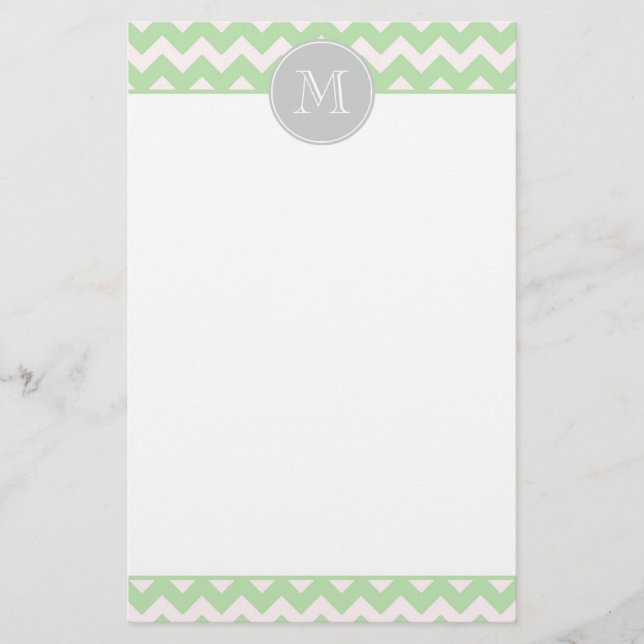 Mint Chevron Monogram-mall Brevpapper (Framsida)