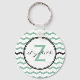 Mint Chevron Monogram Nyckelring