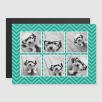 Mint Chevron Mönster med Trendig 6 Photo Collage
