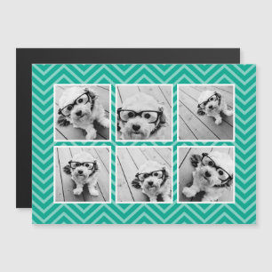 Mint Chevron Mönster med Trendig 6 Photo Collage