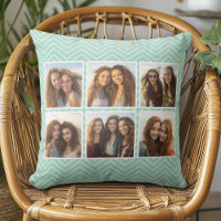 Mint Chevron Mönster med Trendig 6 Photo Collage