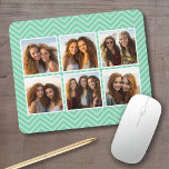 Mint Chevron Mönster med Trendig 6 Photo Collage Musmatta<br><div class="desc">Använda Instagram-konto bilder eller andra populära delningsappar med sex kvadratfoton för att skapa en unik och personlig gåva. Eller så kan du behålla hipstervalpen och göra ett trendig till keepy. Om du behöver justera bilder klickar du på verktyg för att anpassa ändringar.</div>