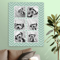 Mint Chevron Mönster med Trendig 6 Photo Collage