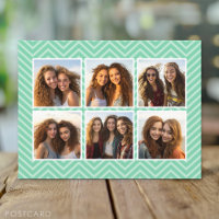 Mint Chevron Mönster med Trendig 6 Photo Collage