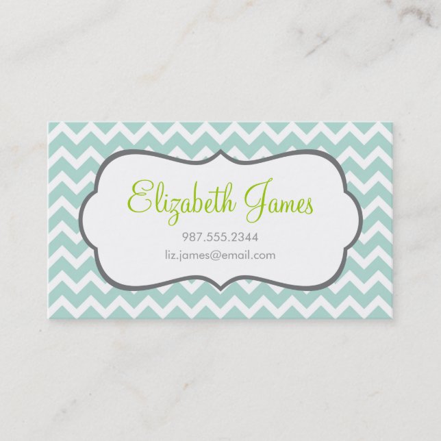 Mint Chevron Visitkort (Framsida)