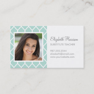 Mint Chic Moroccan Lattice Photo Visitkort