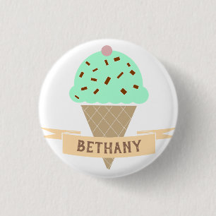 Mint Choc Chip Ice Cream Cone Personlig Kids' Knapp