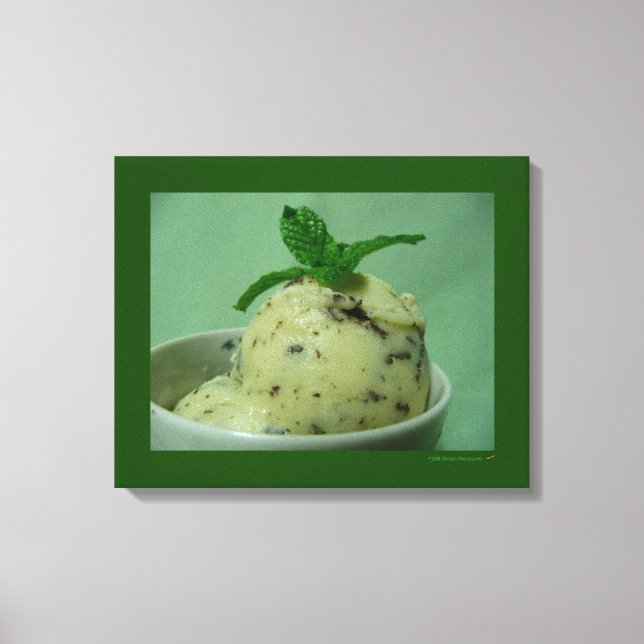 Mint Chocolate Chip Ice Cream Frozen Dessert Canvastryck (Framsida)