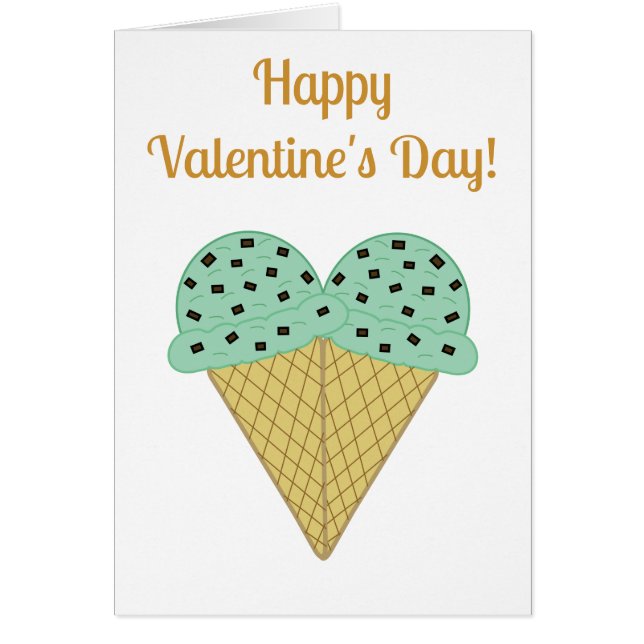 Mint Chocolate Chip Ice Cream Heart Valentine Hälsningskort (Framsidan)