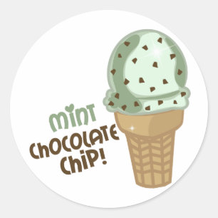 Mint Chocolate Chip med text Runt Klistermärke