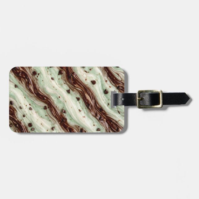 Mint Choklad Chip Milkshake Marmorerad Design Bagagebricka (Horisontell Framsida)
