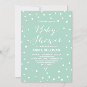 Mint Confetti Dots Mönster Baby Shower-inbjudan Inbjudningar