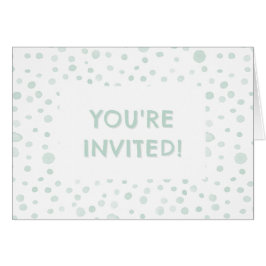 Mint Confetti Watercolor Dots Birthday Inbjudan OBS Kort