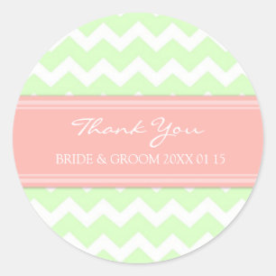 Mint Coral Chevron Tack Wedding Favor Märkre Runt Klistermärke