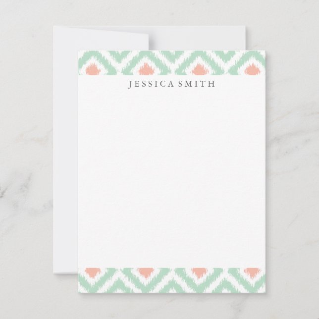 Mint Coral Diamonds Ikat Mönster (Framsida)