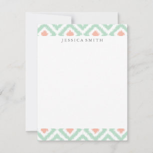 Mint Coral Diamonds Ikat Mönster