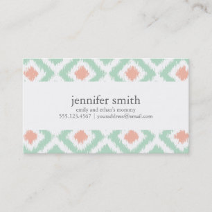 Mint Coral Diamonds Ikat Mönster