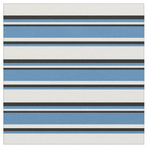 Mint Cream, Blue och Black Färgad Linjer Mönster Tyg