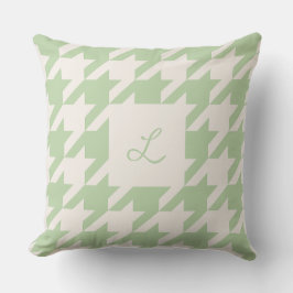 Mint Cream Houndstooth Monogrammed Dekorativ kudde