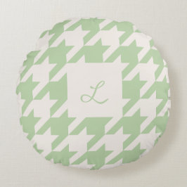 Mint Cream Houndstooth Monogrammed Dekorativ kudde