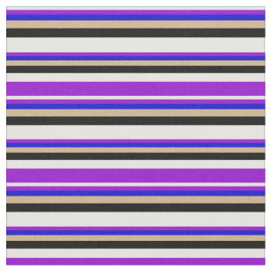 Mint Cream, Mörk Violet, Blue, Tan & Black Färgad Tyg