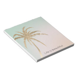 Mint Cream Ombre Tropical Guld Handflatan Träd Anteckningsblock