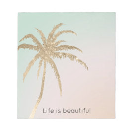 Mint Cream Ombre Tropical Guld Handflatan Träd Anteckningsblock