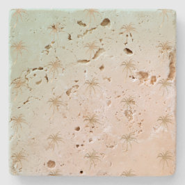 Mint Cream Ombre Tropical Guld Handflatan Träd Stenunderlägg