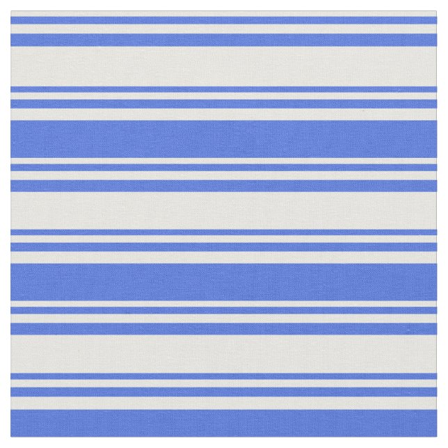 Mint Cream & Royal Blue Färgad Linjer Mönster Tyg (Närbild)