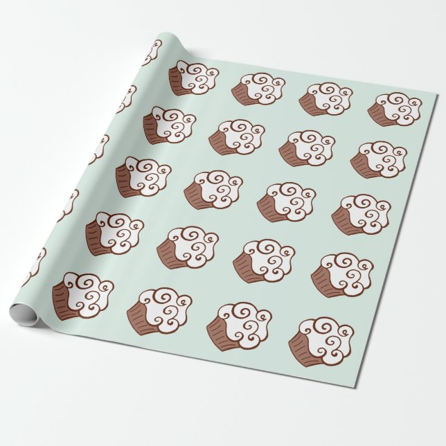 Mint Cupcake-inpackningspapper Presentpapper (Utrullad)