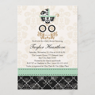 MINT DAMASK BABY, BABY SHOWER INBJUDNINGAR