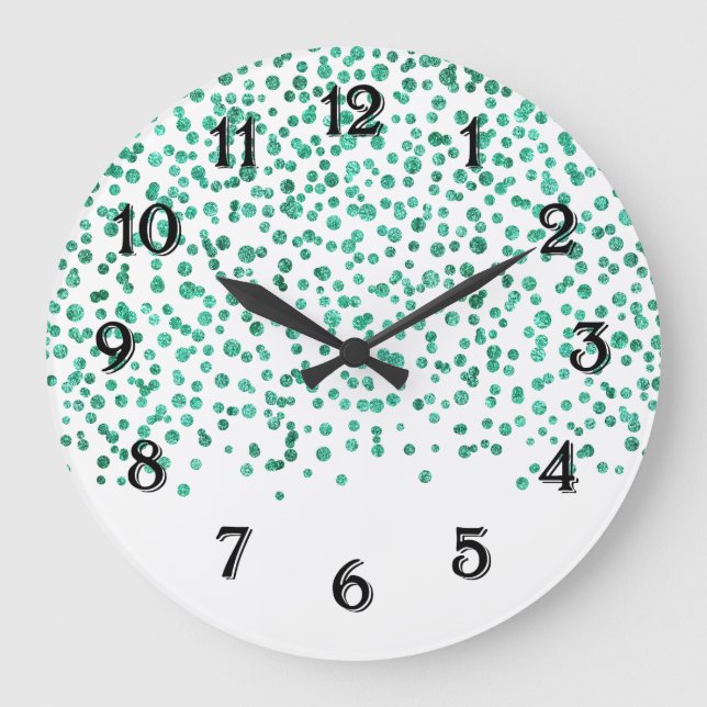 Mint Dazzle Konfetti Stor Klocka (Framsida)