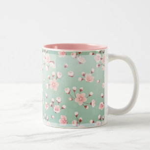 Mint den körsbärsröda blommar, vårblomman, Två-Tonad mugg