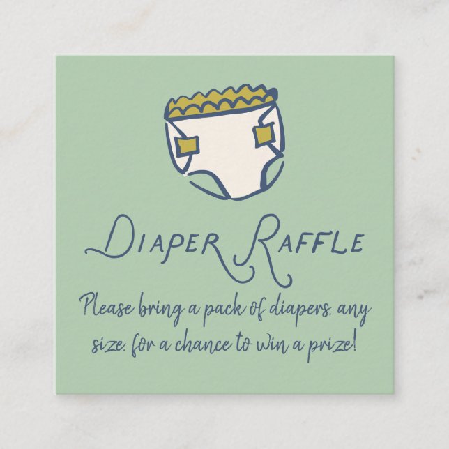 Mint Doodle Baby Shower Blöja Blöja Lotteri Tilläggskort (Framsida)