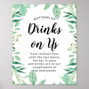 Mint Drinks on US Open Pub Wedding Reception Sign Poster