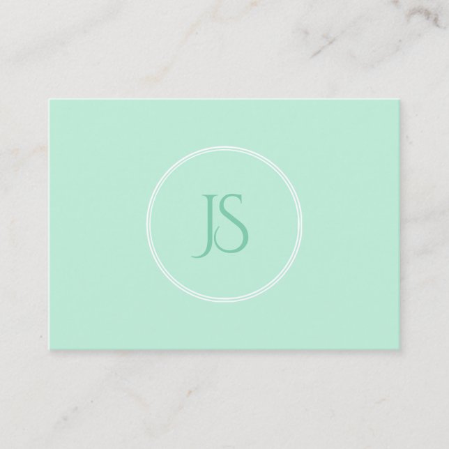 Mint Elegant Grönt Template Monogram Simple Visitkort (Framsida)