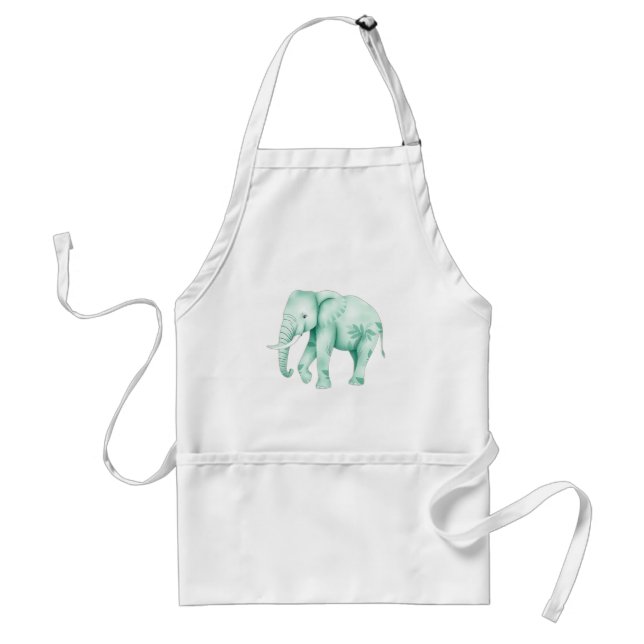 Mint Elephant med Jungle Löv Förkläde (Framsidan)