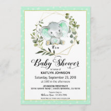 Mint Elephant Modern Baby Shower