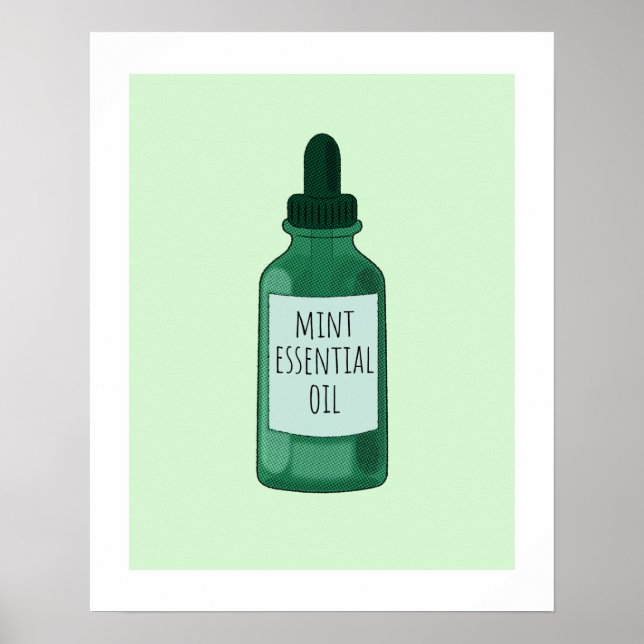 Mint Essential Oil Flaska Teckning Poster (Framsidan)