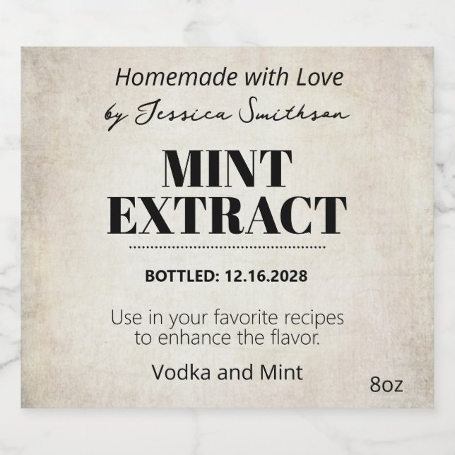 Mint Extract Modern Label Sticker ZEX_001c (Enkel etikett)